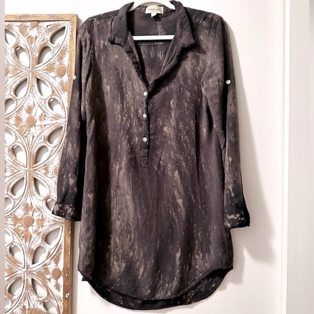 Cloth and Stone Olive Splattered Shirt Dress - Picture 10 of 13